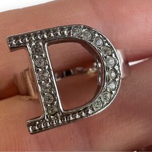 Dior Silver Crystal Initial D Ring